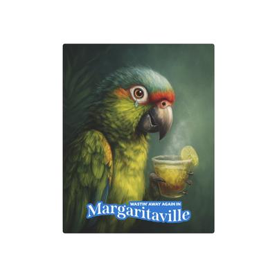 Experience the Uncommon Allure of the Metal Art Sign - Jimmy Buffett Cool Parrot Drinking Margarita Teardrop Eyes