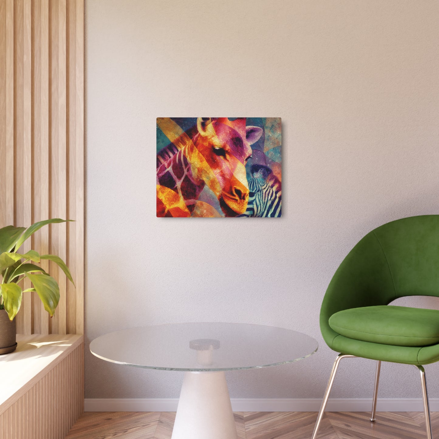 Abstract Wildlife Giraffe in the style of Kazimir Malevich-Style Metal Wall Art