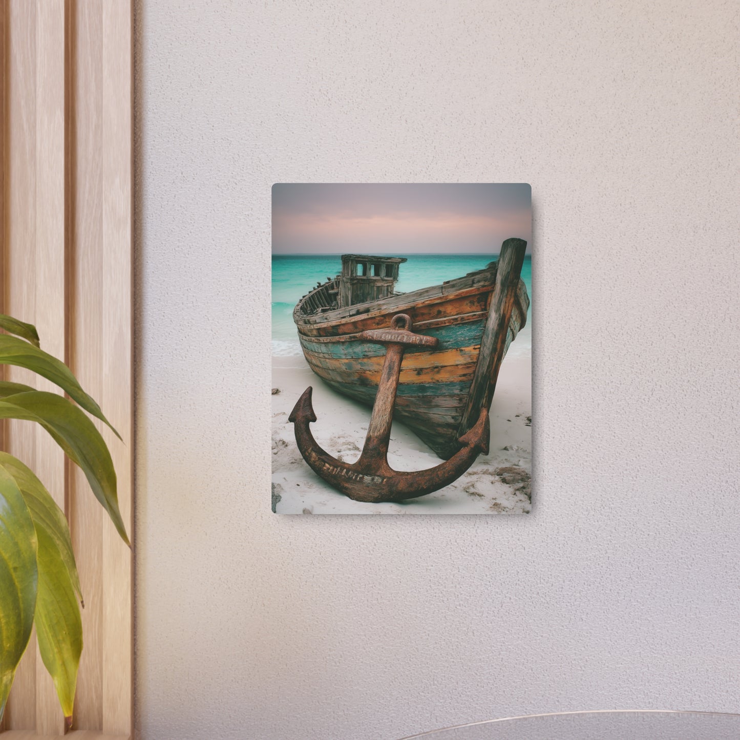 Rustic Anchor Boat Photography Metal Wall Art - Seaside Beach Home Decor