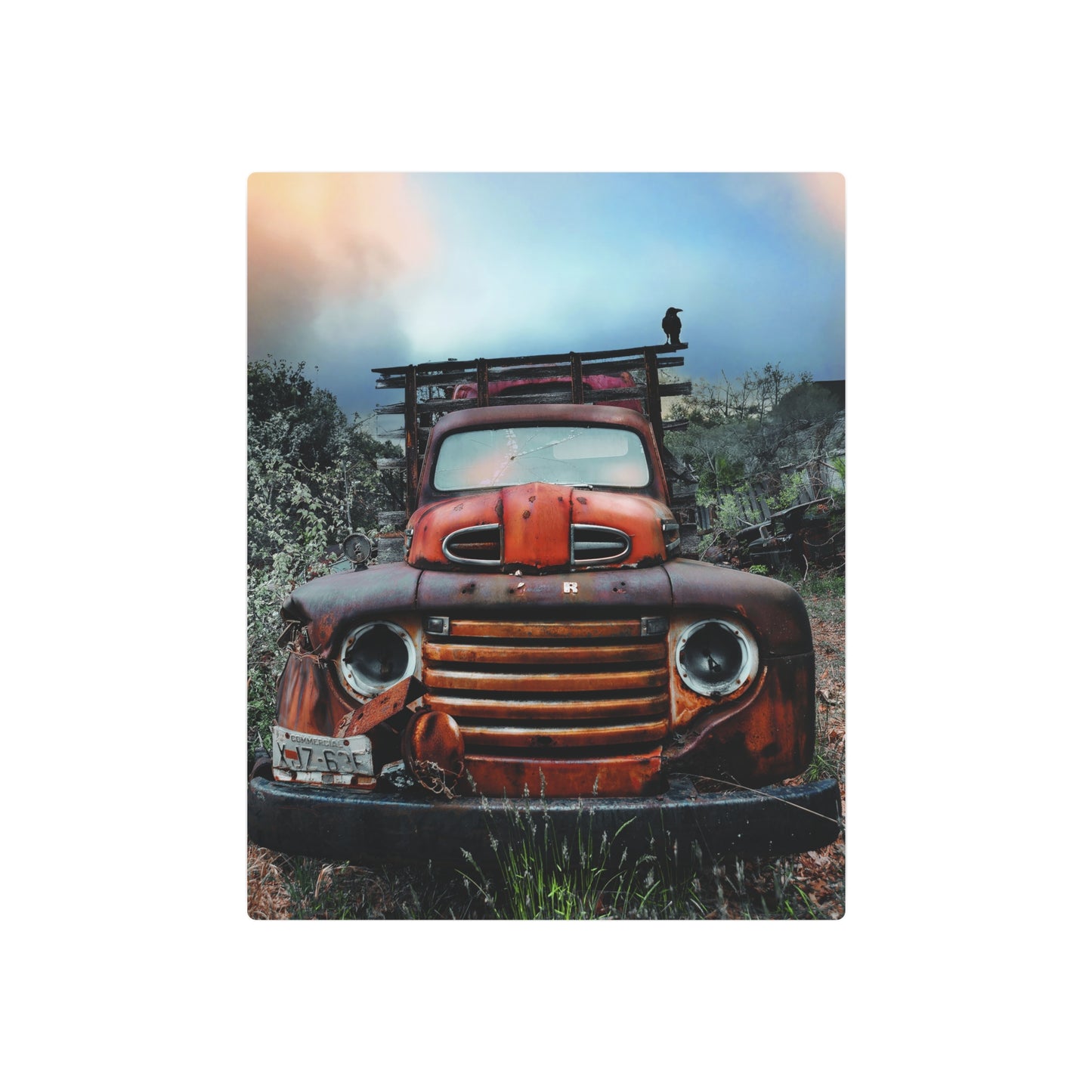 Vintage Car-Themed Metal Wall Art: Adds Rustic Charm to Homes & Offices - Metal Wall Art Print