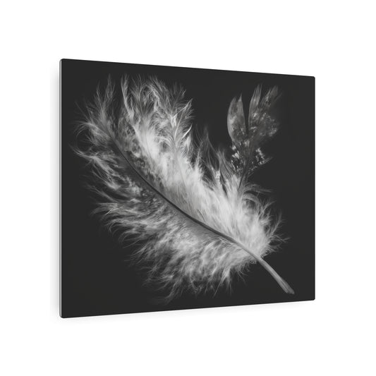 Modern Black Feather Metallic Wall Art - Minimalist Home Decor & Fine - Metal Wall Art Print