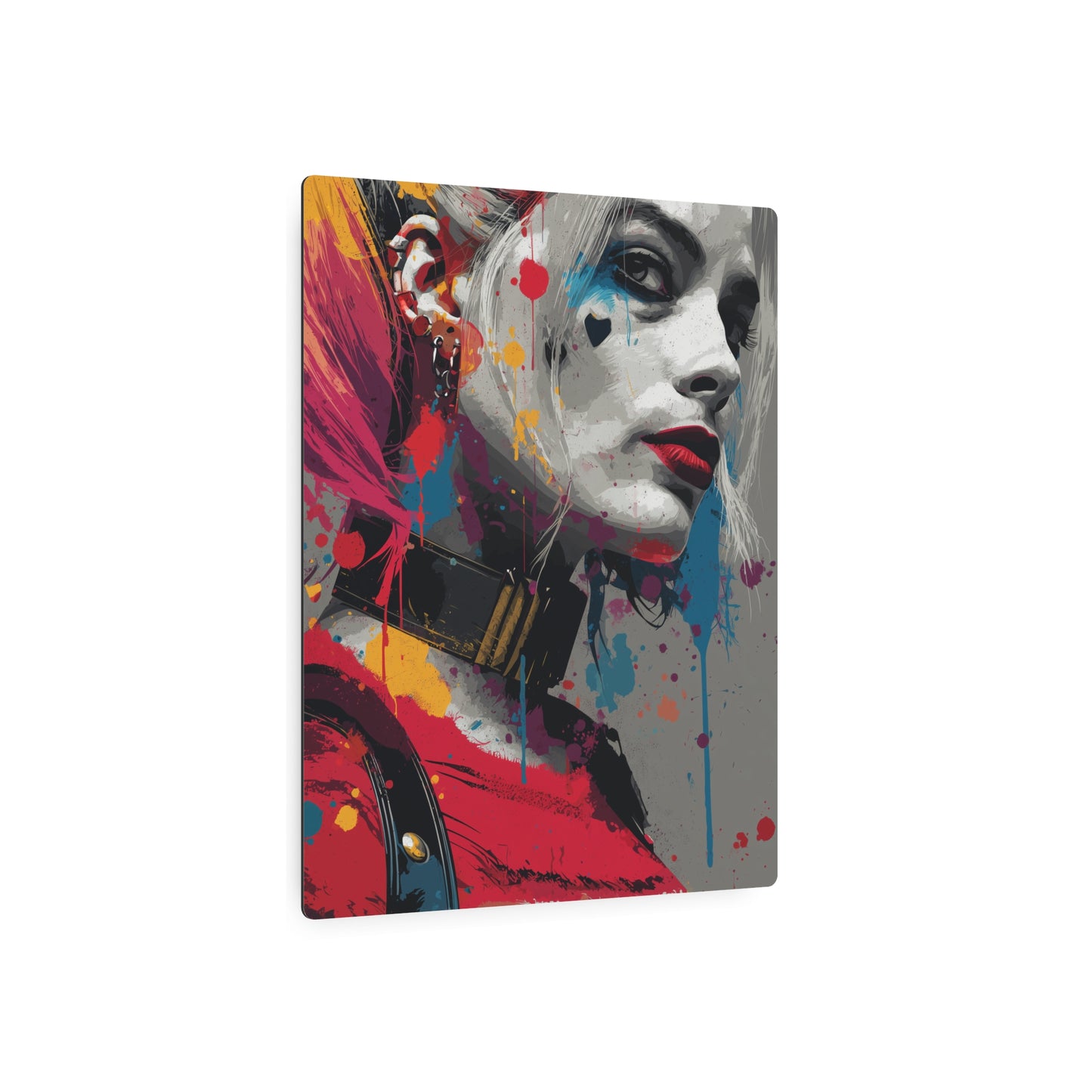 Vibrant Harley Quinn Abstract Vector Art Metal Wall Sign