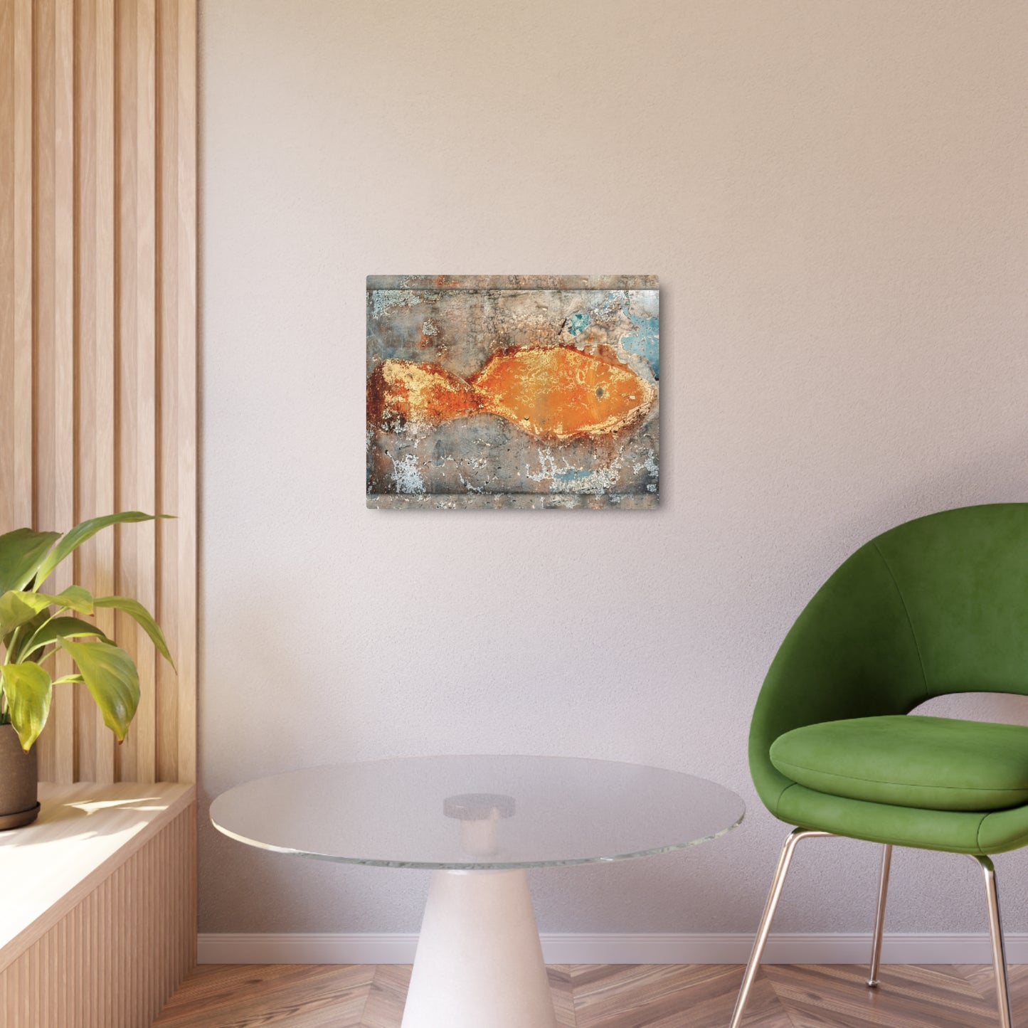 Abstract Rust Fish Portrait - 16x20 Custom Metal Print by Artist Asia Popinska