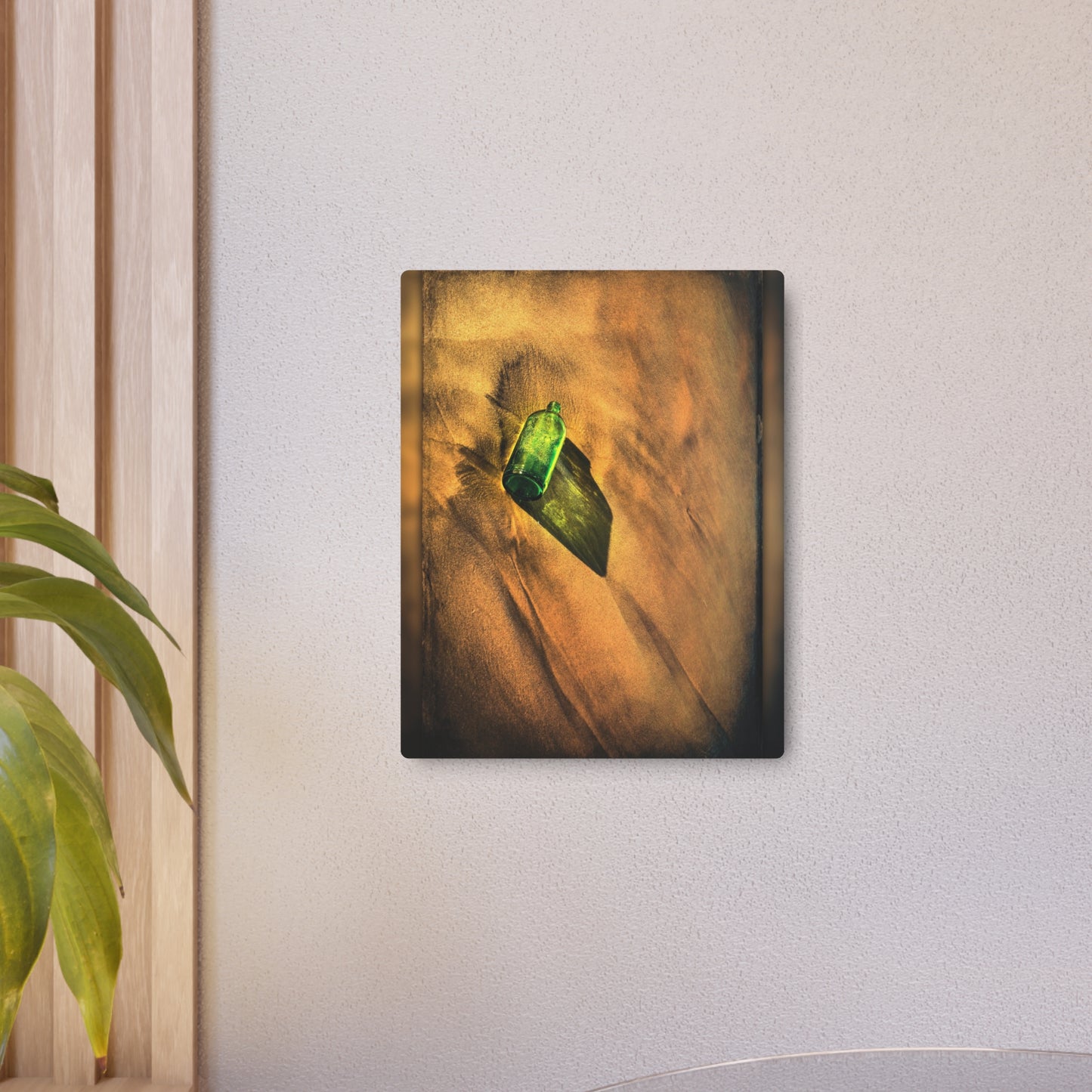 Vintage Green Bottle Aerial View - Chic Metal Wall Art Sign