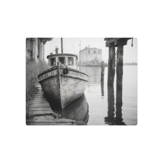Boat Photography Wall Art, Abandoned Dock Metal Print Old Yacht - Metal Wall Art Print