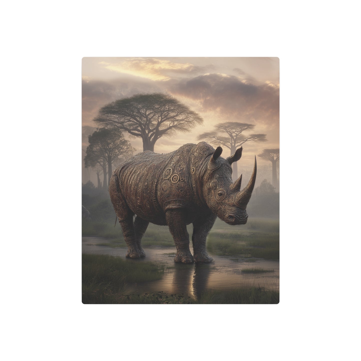 Steampunk Wildlife Predawn Metal Wall Art - Unique Decor Statement - Metal Wall Art Print
