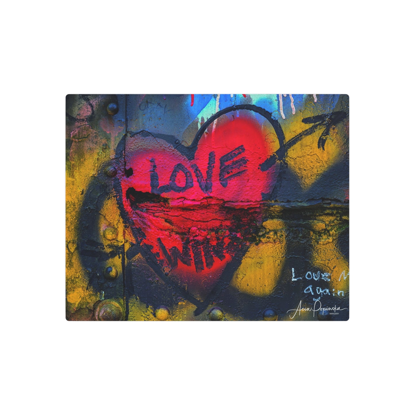 Vibrant Graffiti Heart Metal Wall Art - Love Wins - Metal Wall Art Print
