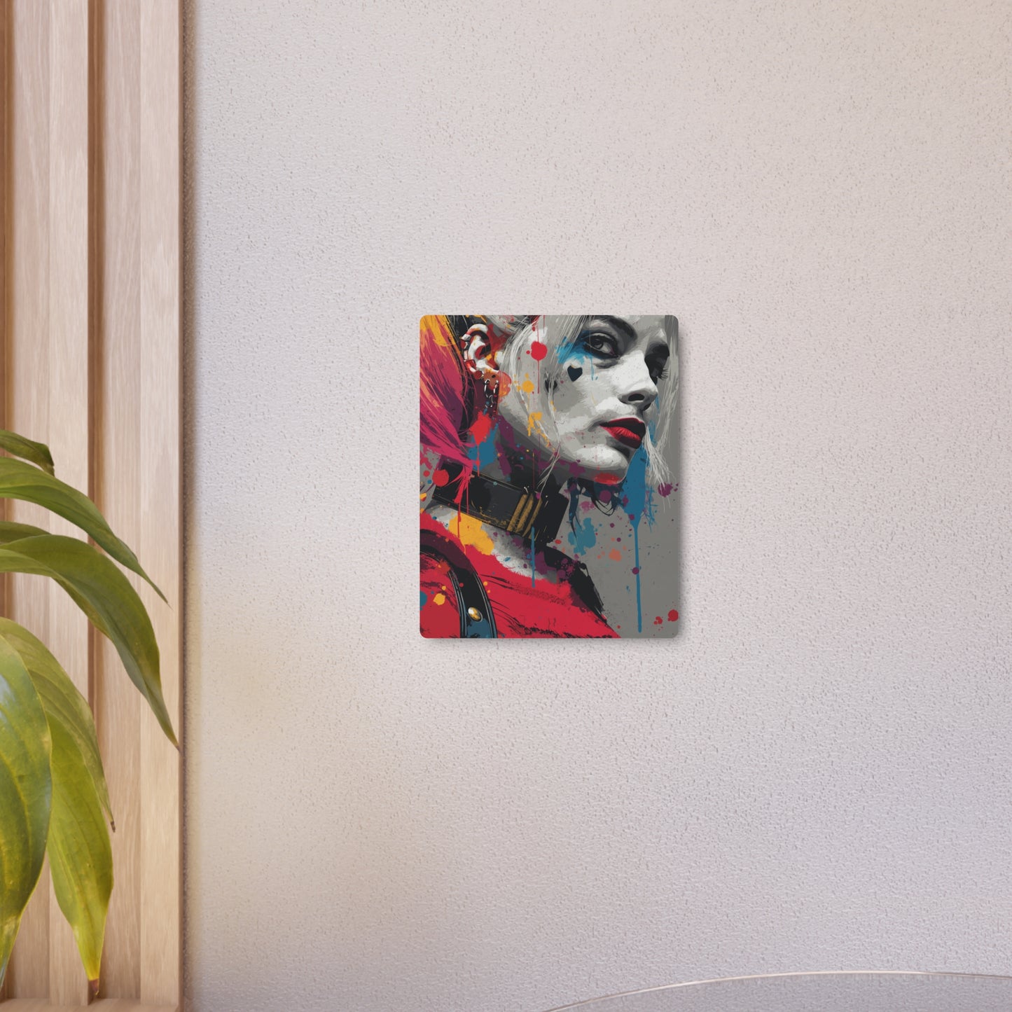 Vibrant Harley Quinn Abstract Vector Art Metal Wall Sign