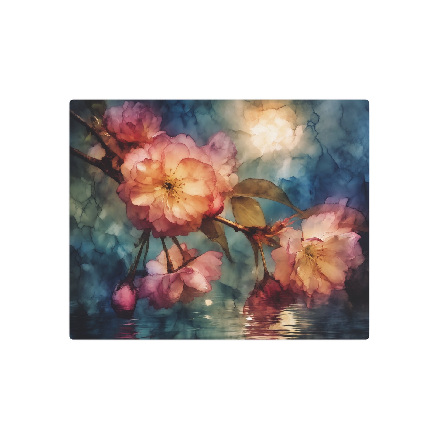 Georgia O'Keeffe Inspired Metal Wall Art – Watercolor Floral Still life - Metal Wall Art Print