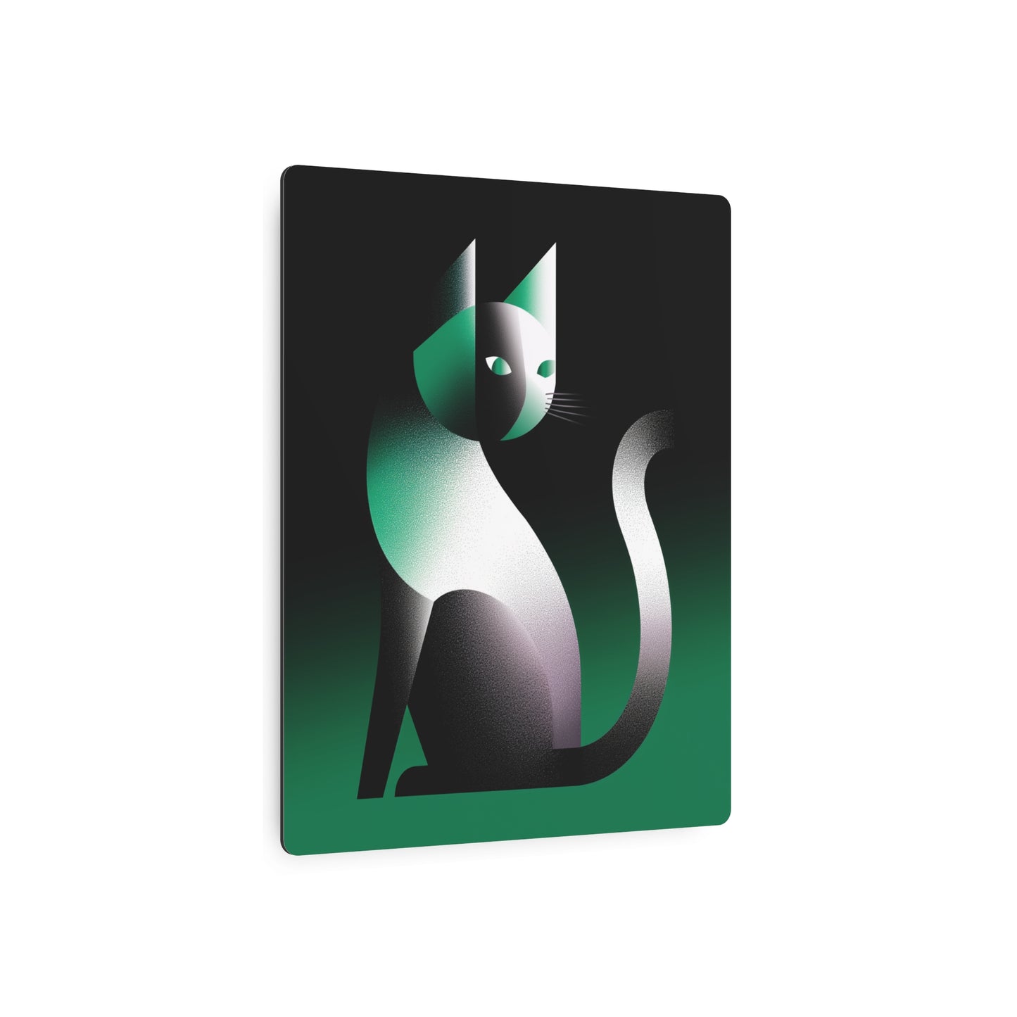 Picasso-Inspired Gradient Metal Wall Art: Charming Geometric Cat Design