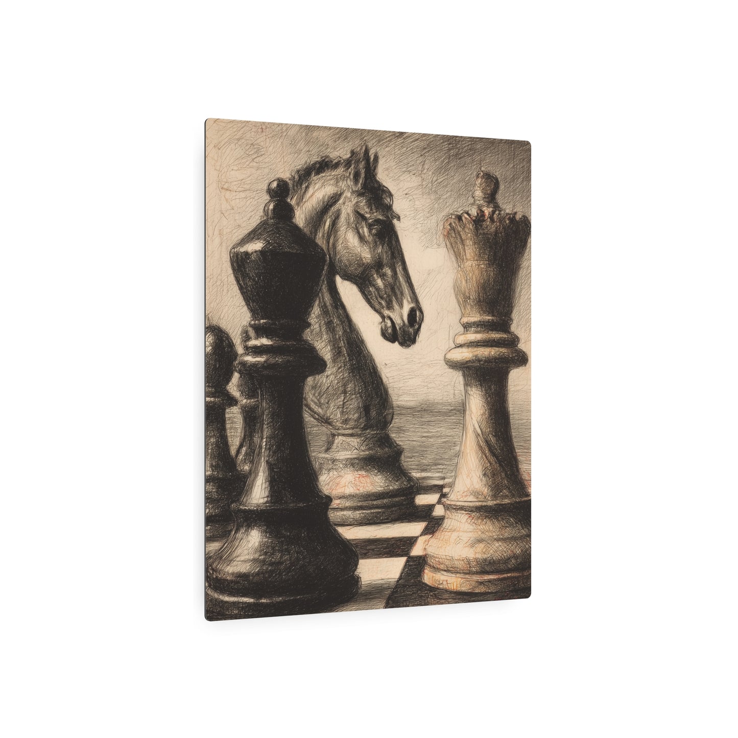 Picasso Style Metal Wall Art - Chess Themed Print ‘Checkmate' Décor