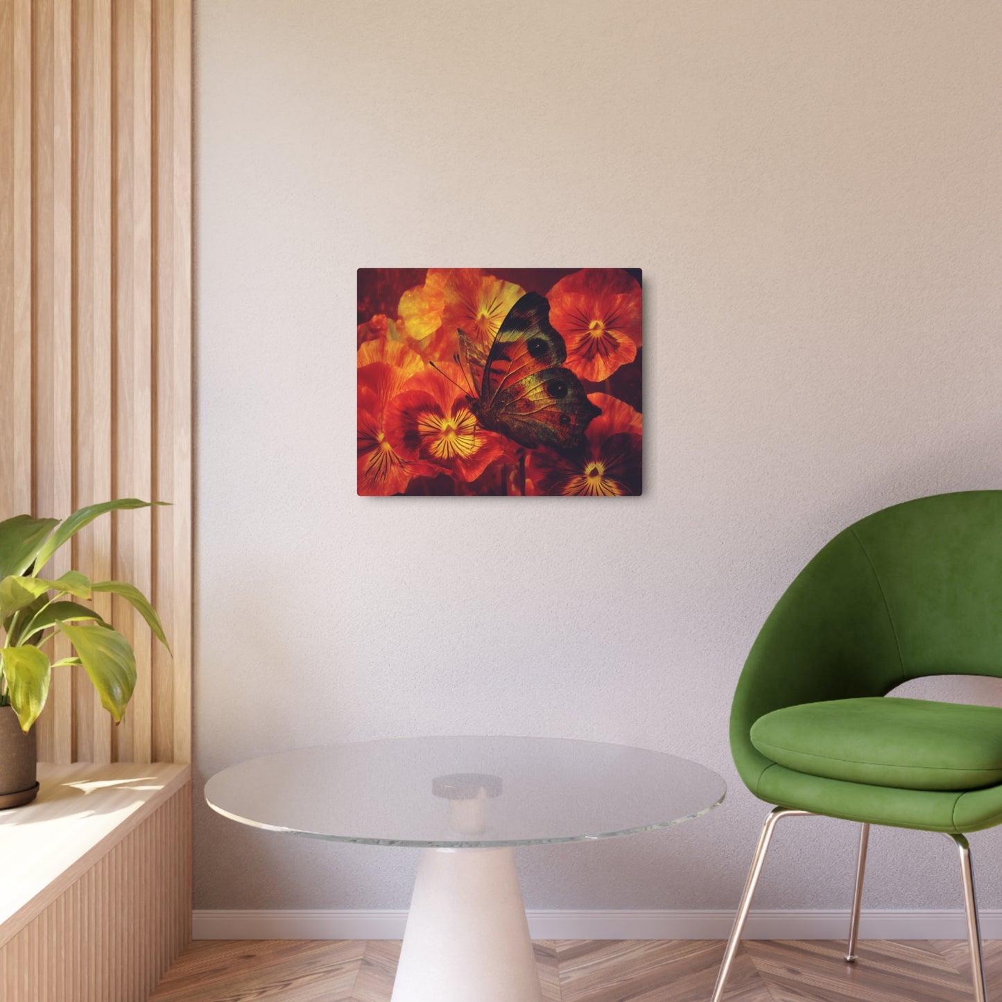 Butterfly Bliss: Vibrant Worm's Eye View Metal Wall Art Print