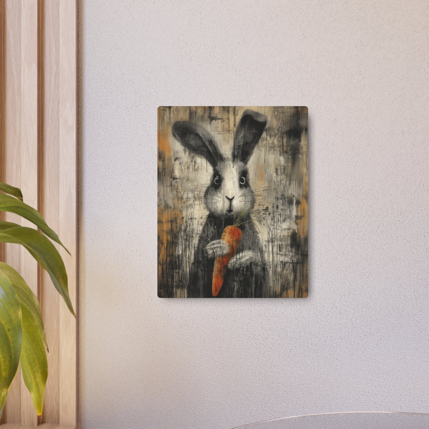 Adorable Bunny Metal Wall Art: Rustic Decor with Neutral Tones