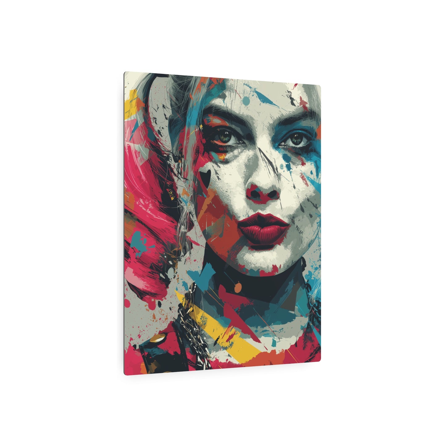 Harley Quinn Closeup Abstract Metal Wall Art - Vibrant & Distinctive Home Decor