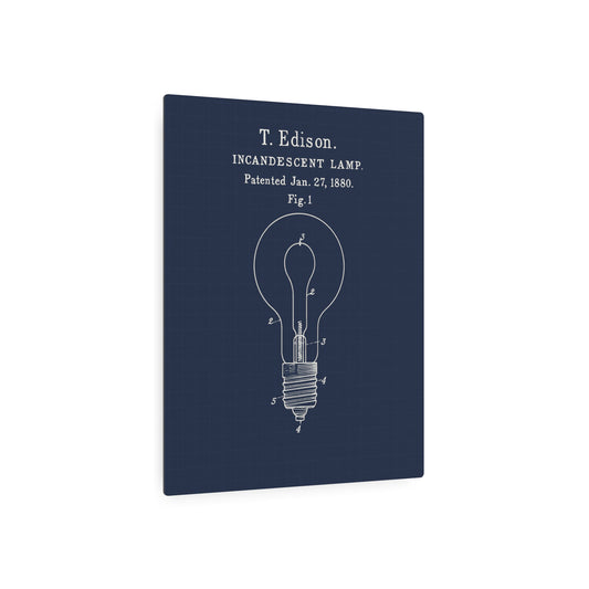 Vintage Edison Lamp Patent Metal Wall Art Sign – Industrial Chic Decor - Metal Wall Art Print