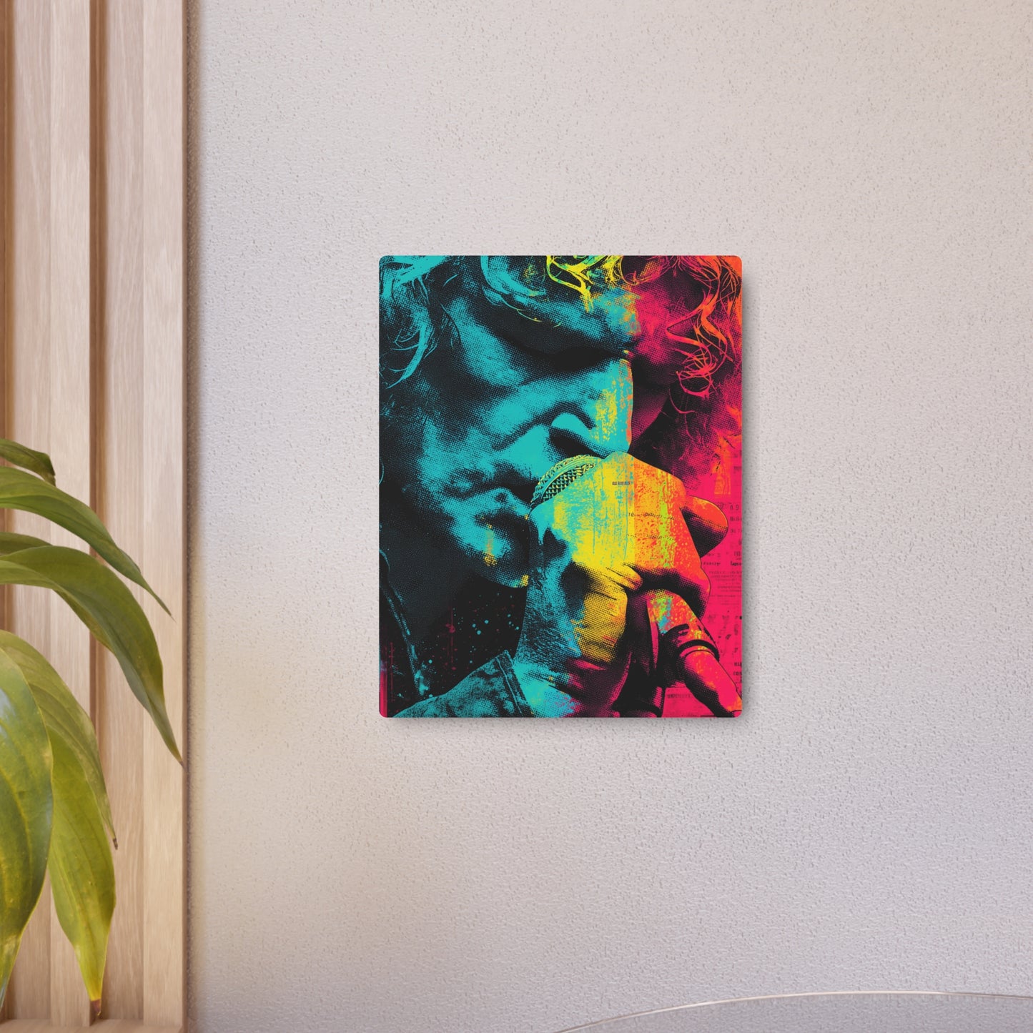 "Psychedelic Rock Poster Metal Wall Art: Neon Abstract of Robert Plant by Gabo"