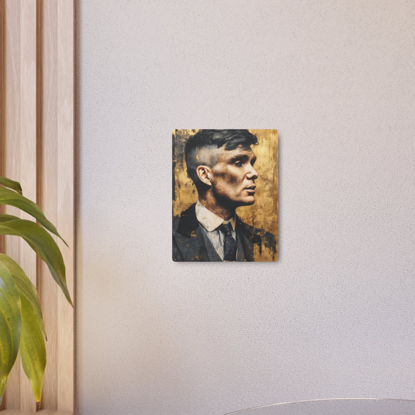 "Iconic Thomas Shelby Metal Wall Art in Gold & Black - Peaky Blinders Decor"