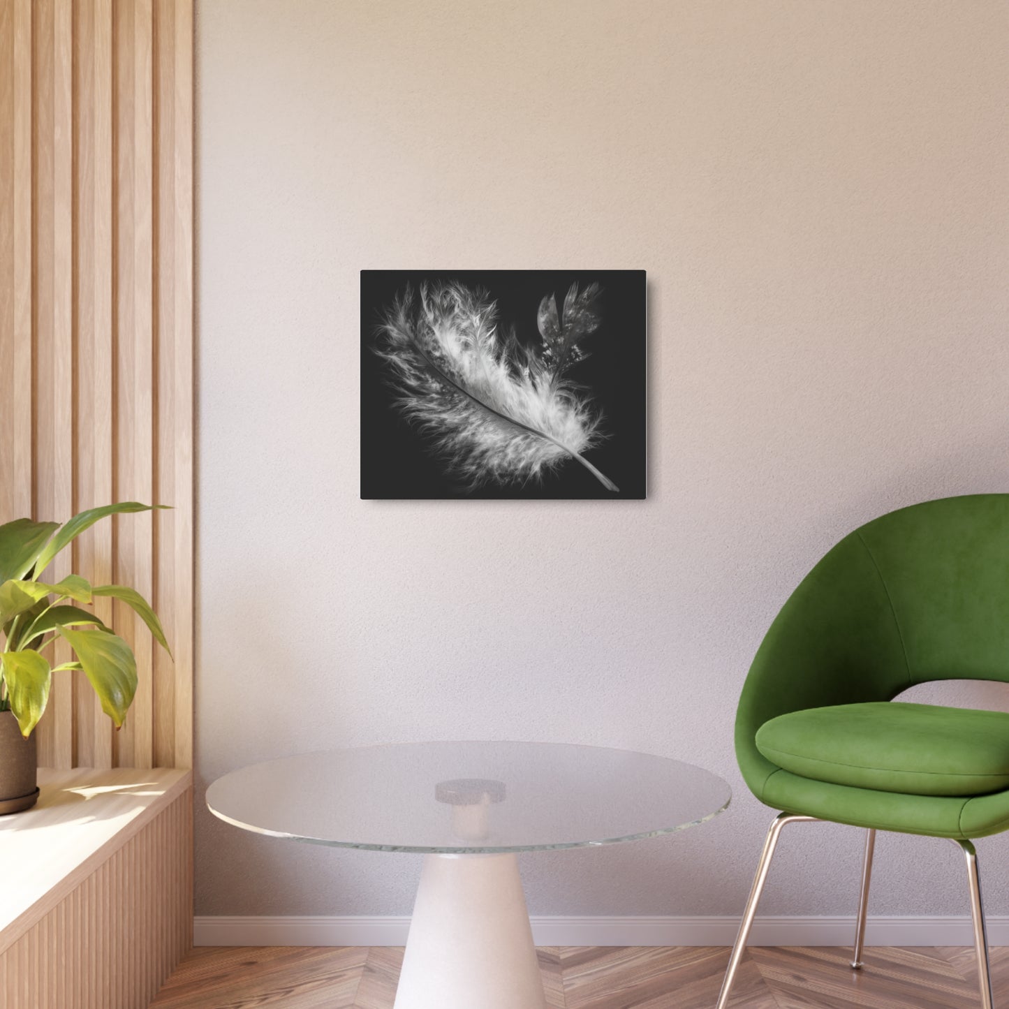 Modern Black Feather Metallic Wall Art - Minimalist Home Decor & Fine