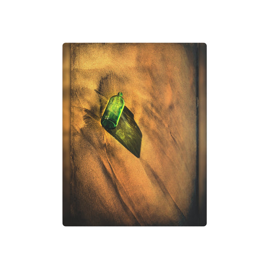 Vintage Green Bottle Aerial View - Chic Metal Wall Art Sign - Metal Wall Art Print