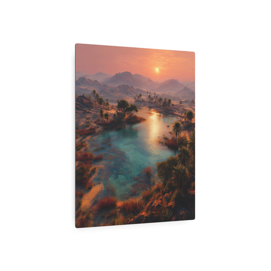 Dreamlike Desert Oasis Sunrise - High Definition Metal Wall Art - Metal Wall Art Print