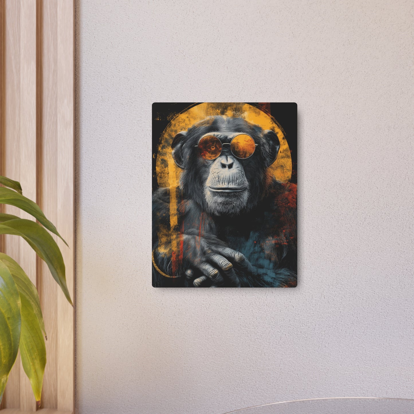 Stunning Chimp Silhouette Metal Wall Art with Sunglasses - Vintage Grunge Style Decor