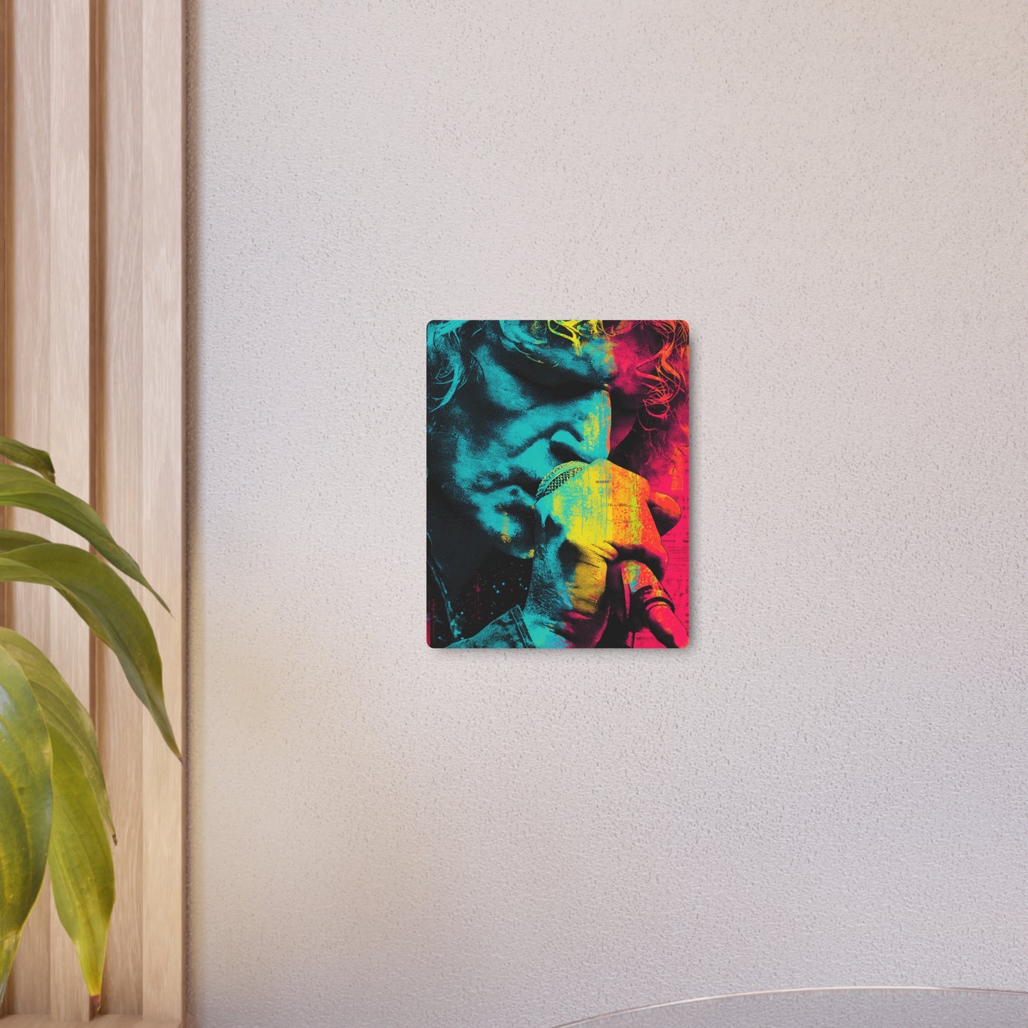 "Psychedelic Rock Poster Metal Wall Art: Neon Abstract of Robert Plant by Gabo"