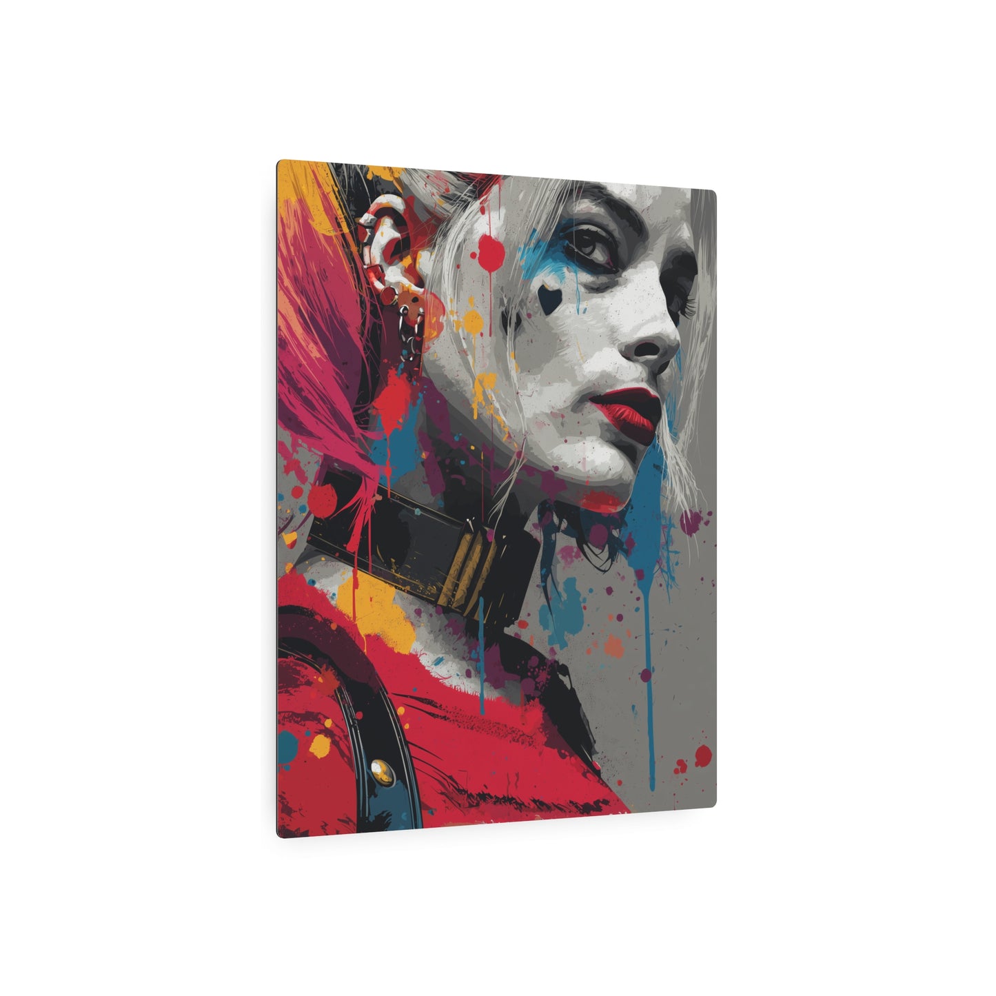 Vibrant Harley Quinn Abstract Vector Art Metal Wall Sign