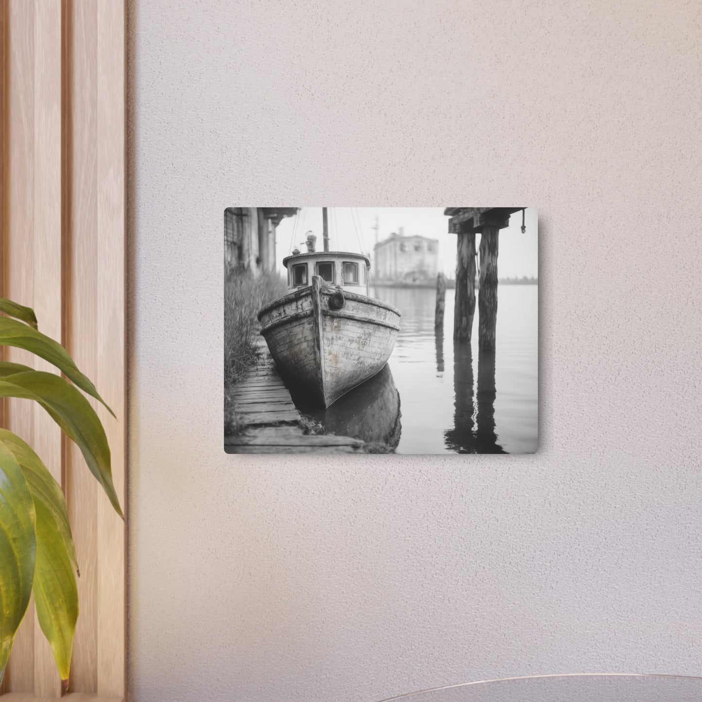 Boat Photography Wall Art, Abandoned Dock Metal Print Old Yacht