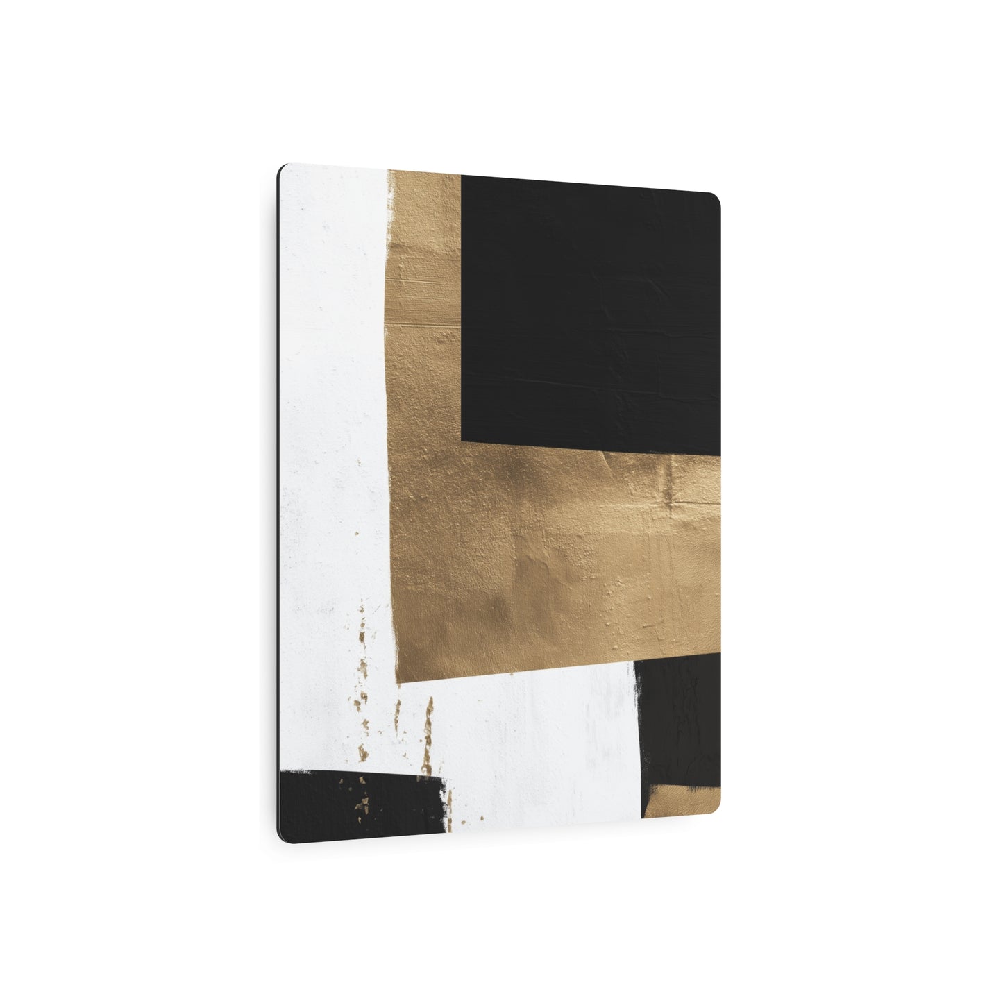 "Chic Modern Abstract Metal Wall Art in Bold Geometric Shapes–Black, Gold, White"