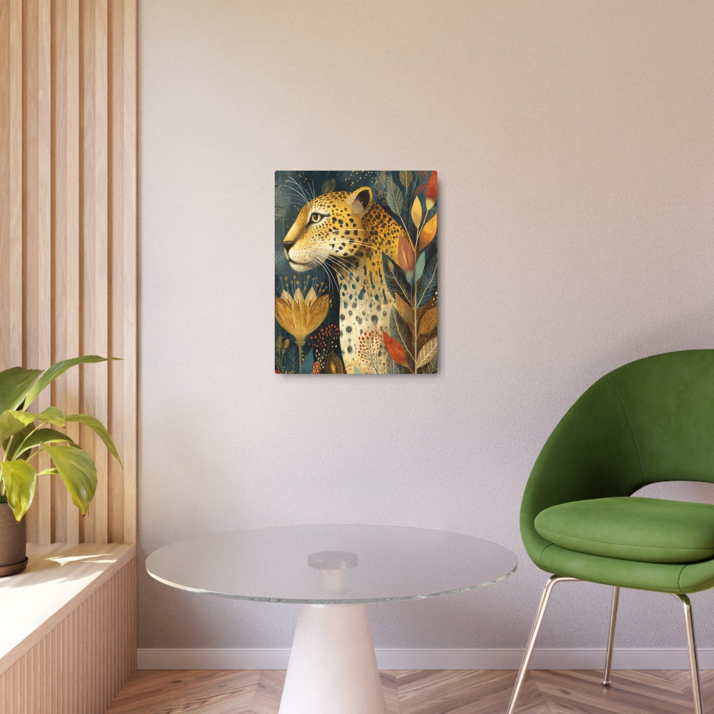 Vintage Leopard Metal Wall Art, Victorian Wildlife & Foliage