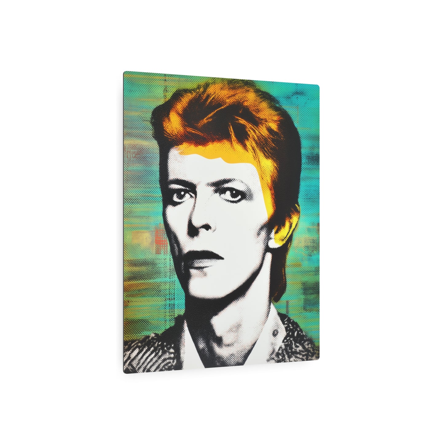 "Unique Metal Sign Art - David Bowie in Shepard Fairey Pop Art Style" - Metal Wall Art Print