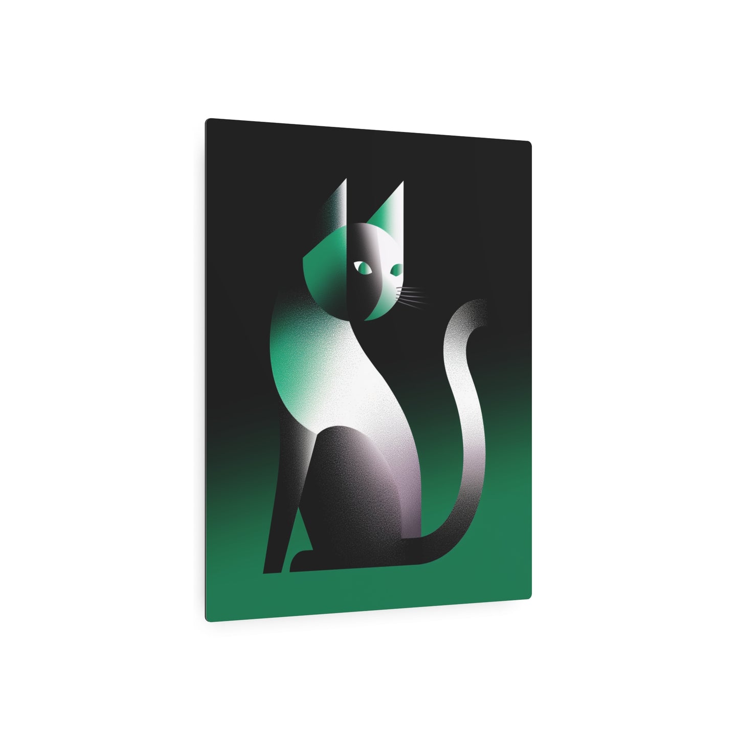 Picasso-Inspired Gradient Metal Wall Art: Charming Geometric Cat Design