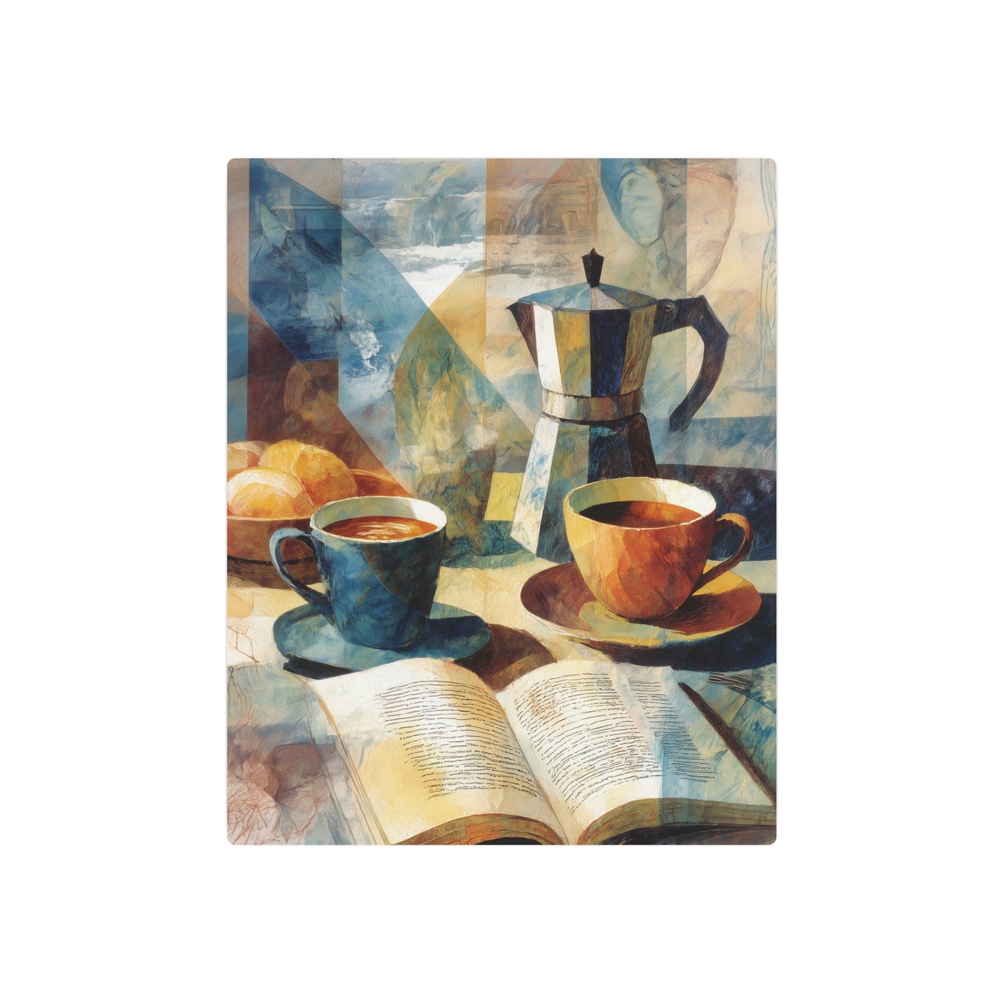 Abstract Metal Wall Art Sign - De Kooning Cubist Inspiration for Coffee - Metal Wall Art Print