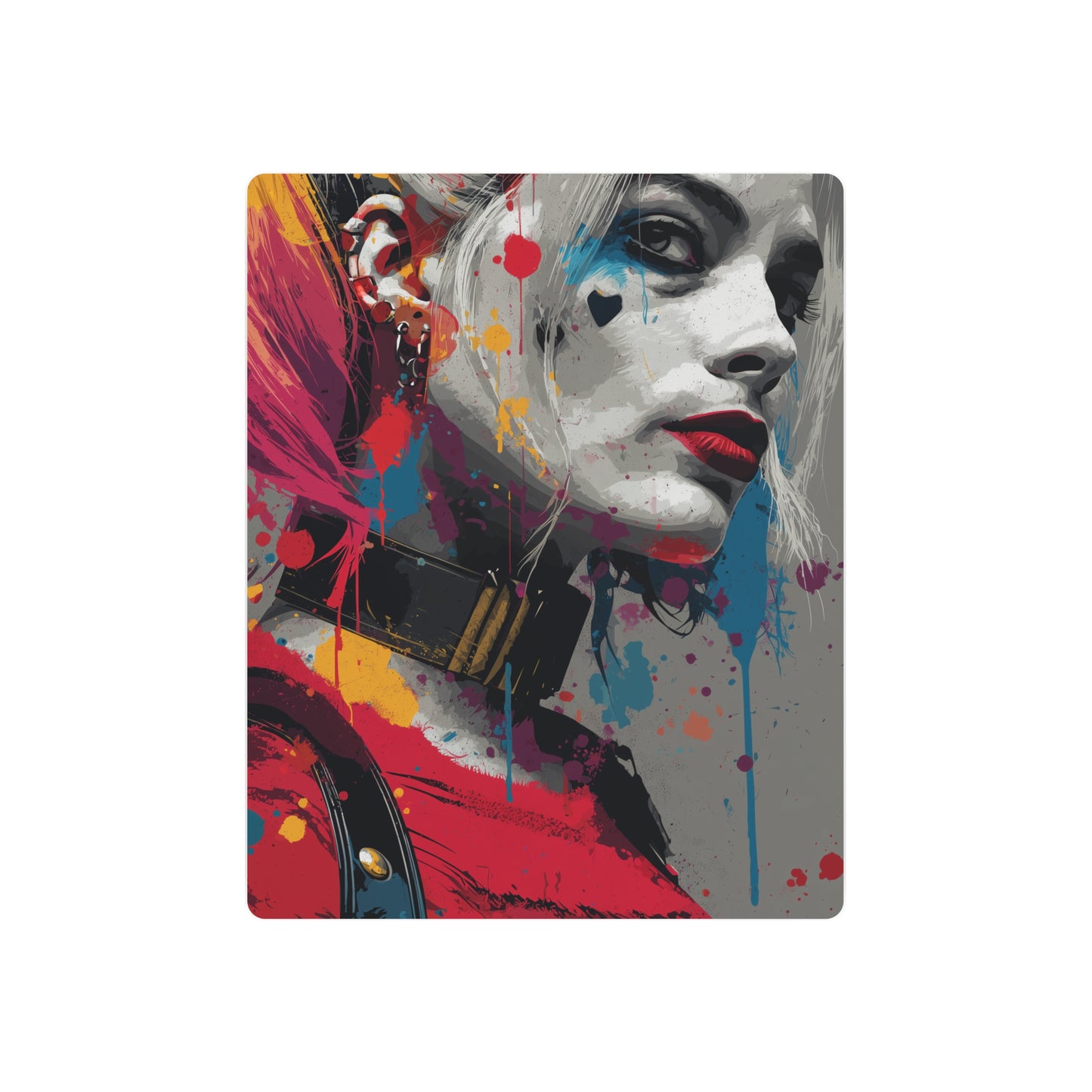 Vibrant Harley Quinn Abstract Vector Art Metal Wall Sign - Metal Wall Art Print
