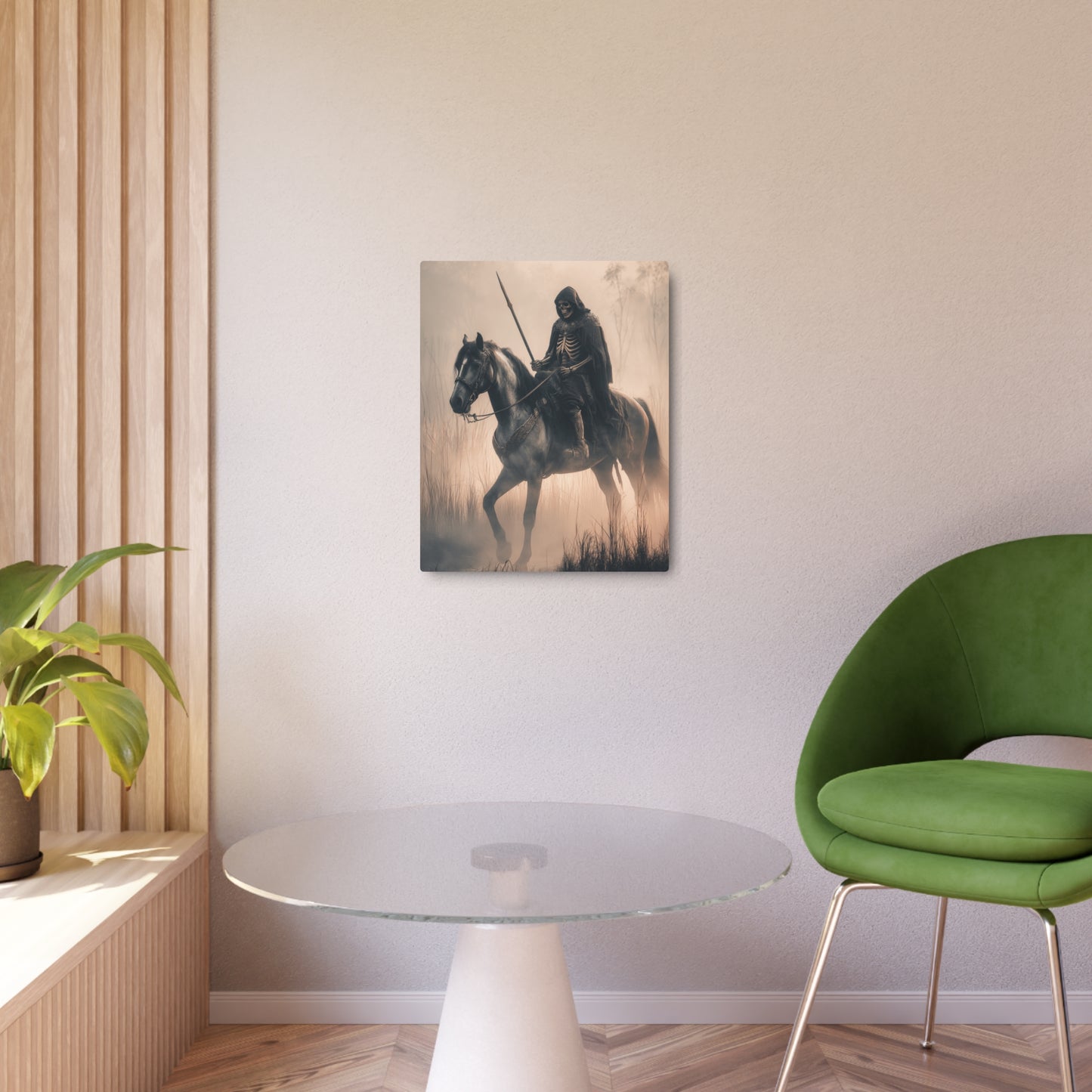 Epic Gothic Skeleton Rider Metal Wall Art Sign - A Stunning Fantasy Art Piece