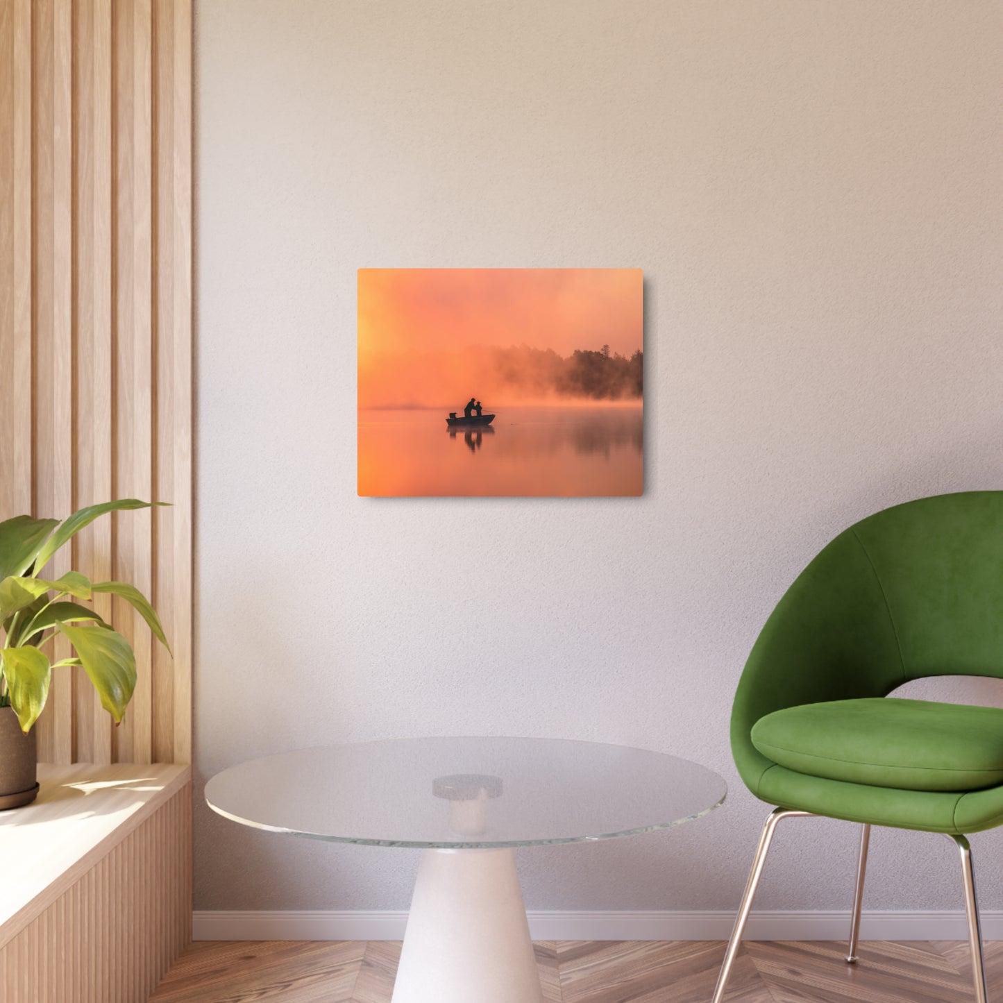 Father & Child Sunrise Fishing - Metal Wall Art Sign for Tranquil Home Decor