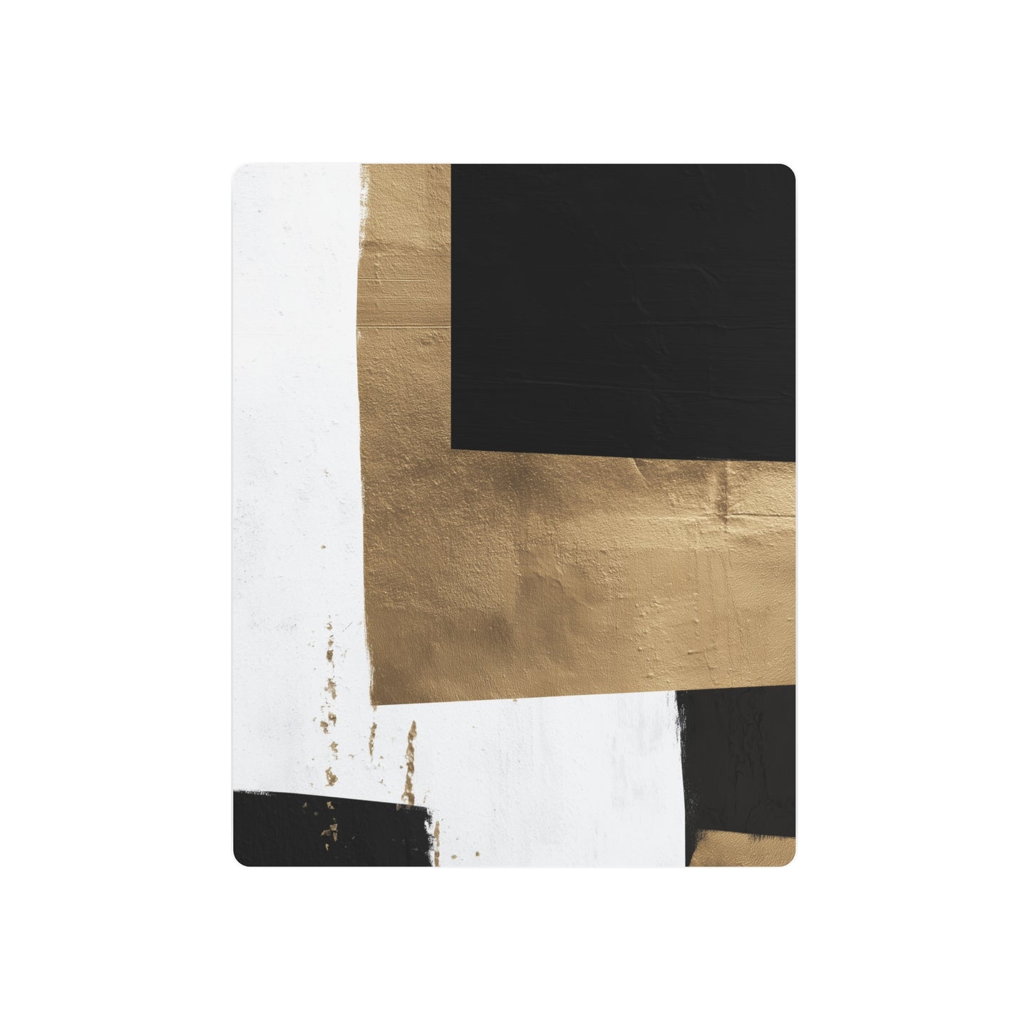 "Chic Modern Abstract Metal Wall Art in Bold Geometric Shapes–Black, Gold, White" - Metal Wall Art Print