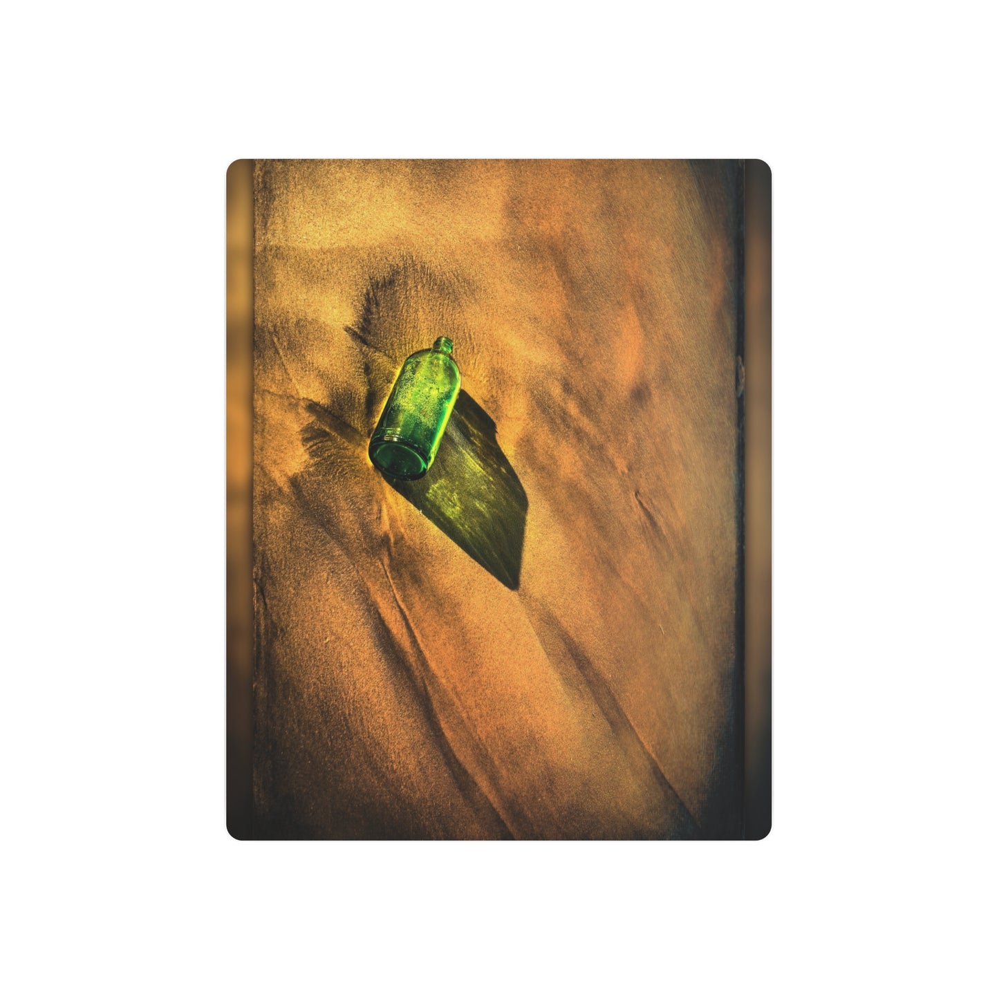 Vintage Green Bottle Aerial View - Chic Metal Wall Art Sign - Metal Wall Art Print