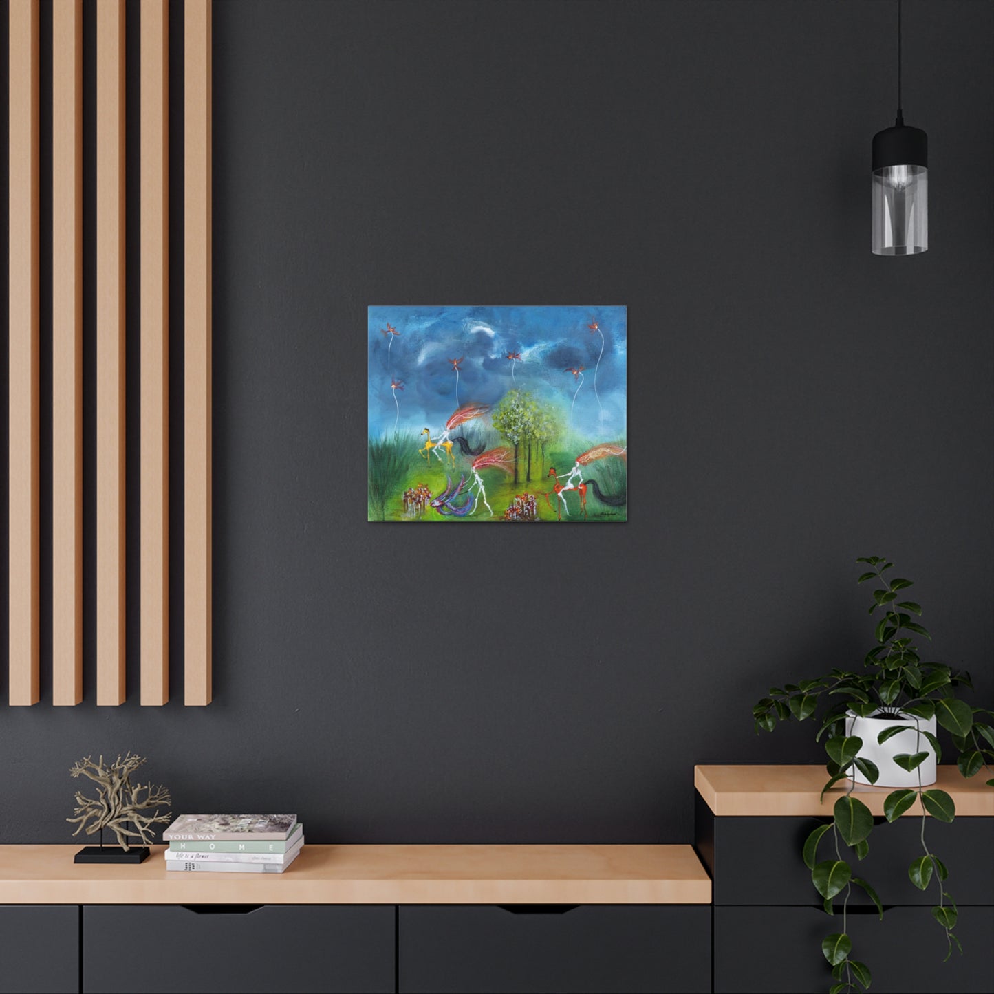Abstract Horse and Trees Canvas Print by Asia Popinska - Dark and Moody - Metal Wall Art Print