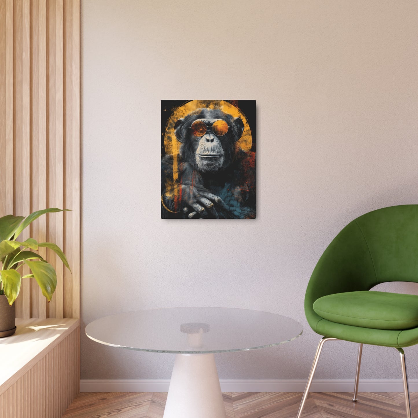 Stunning Chimp Silhouette Metal Wall Art with Sunglasses - Vintage Grunge Style Decor