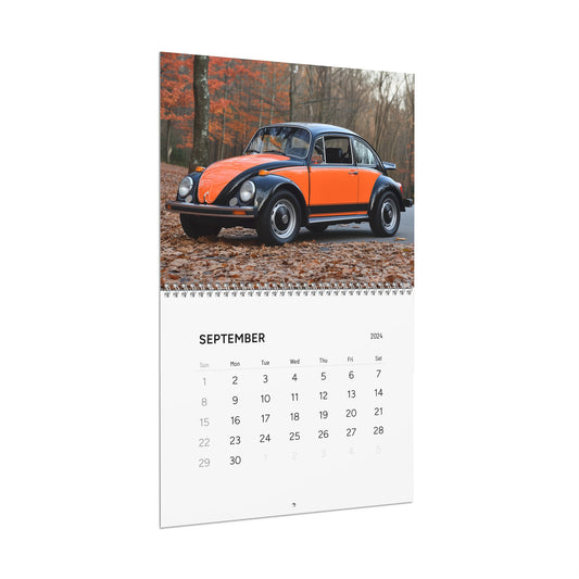 Volkswagen Beetle Calendar | 1978 Vintage Year, Vibrant Colors, Fall Autumn Series, 2024 Calendar, Classic Car Nostalgia for Home or Office - Metal Wall Art Print