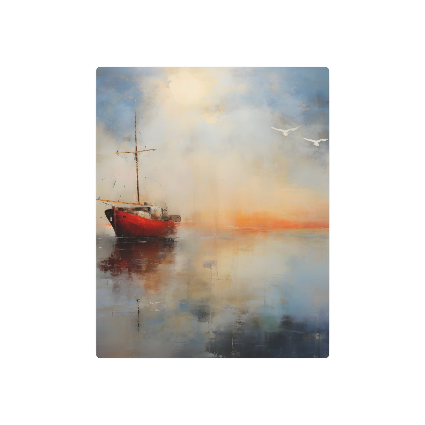 "Sizzling Sunrise Sailboat Metal Wall Art - Nautical Home Decor" - Metal Wall Art Print