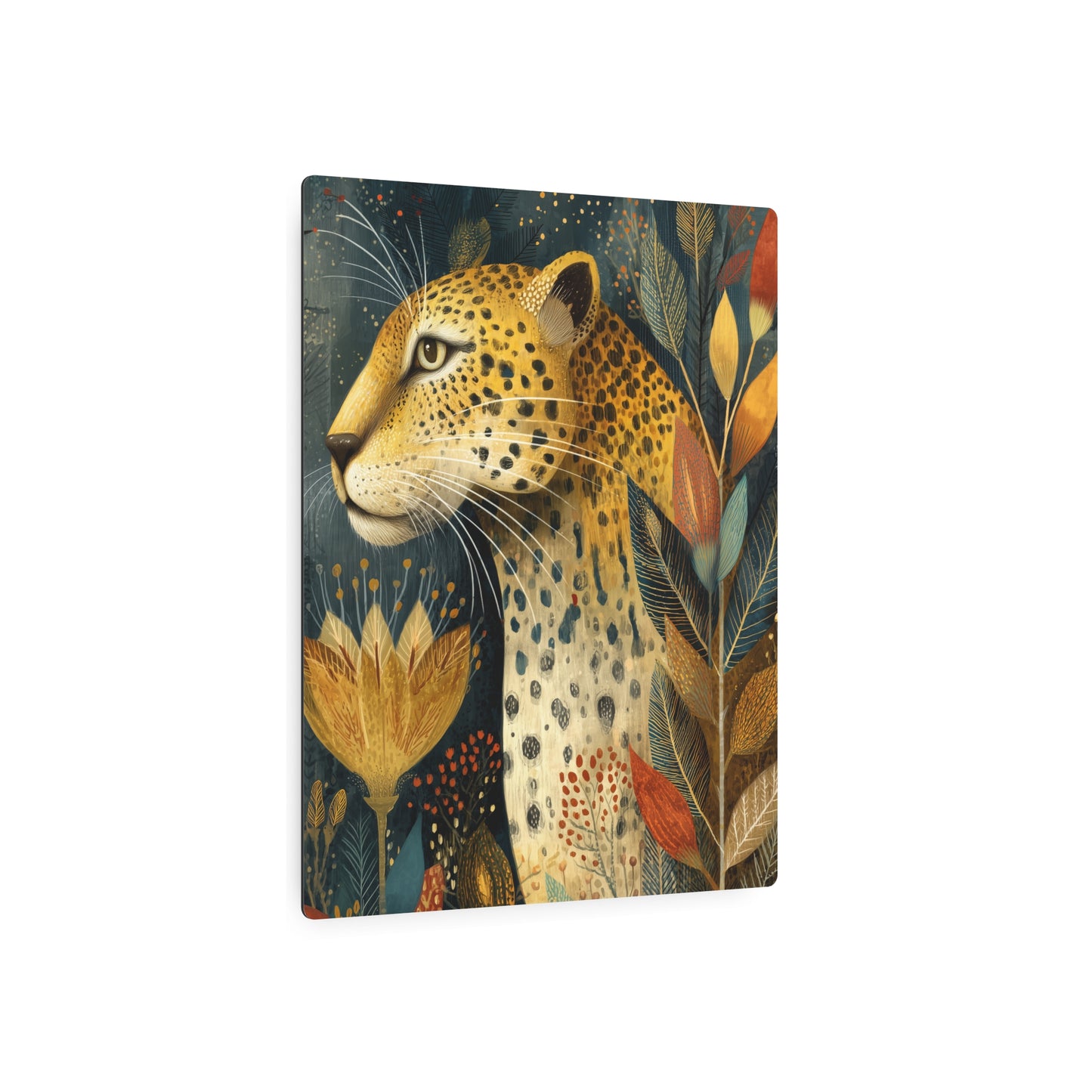 Vintage Leopard Metal Wall Art, Victorian Wildlife & Foliage