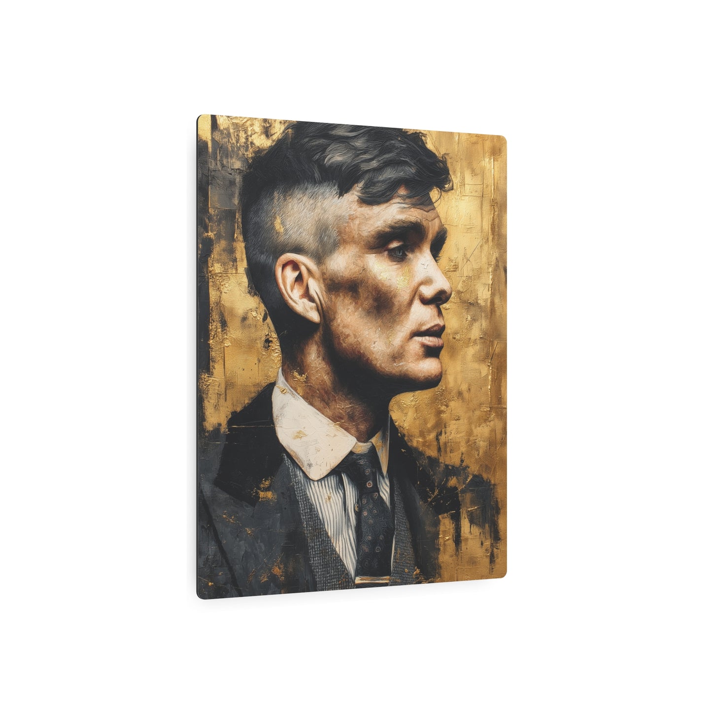 "Iconic Thomas Shelby Metal Wall Art in Gold & Black - Peaky Blinders Decor"