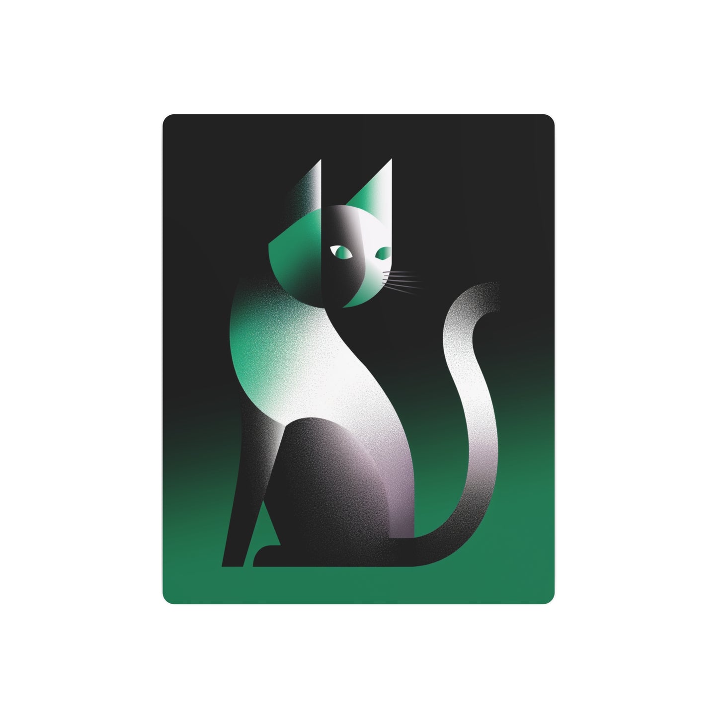Picasso-Inspired Gradient Metal Wall Art: Charming Geometric Cat Design - Metal Wall Art Print