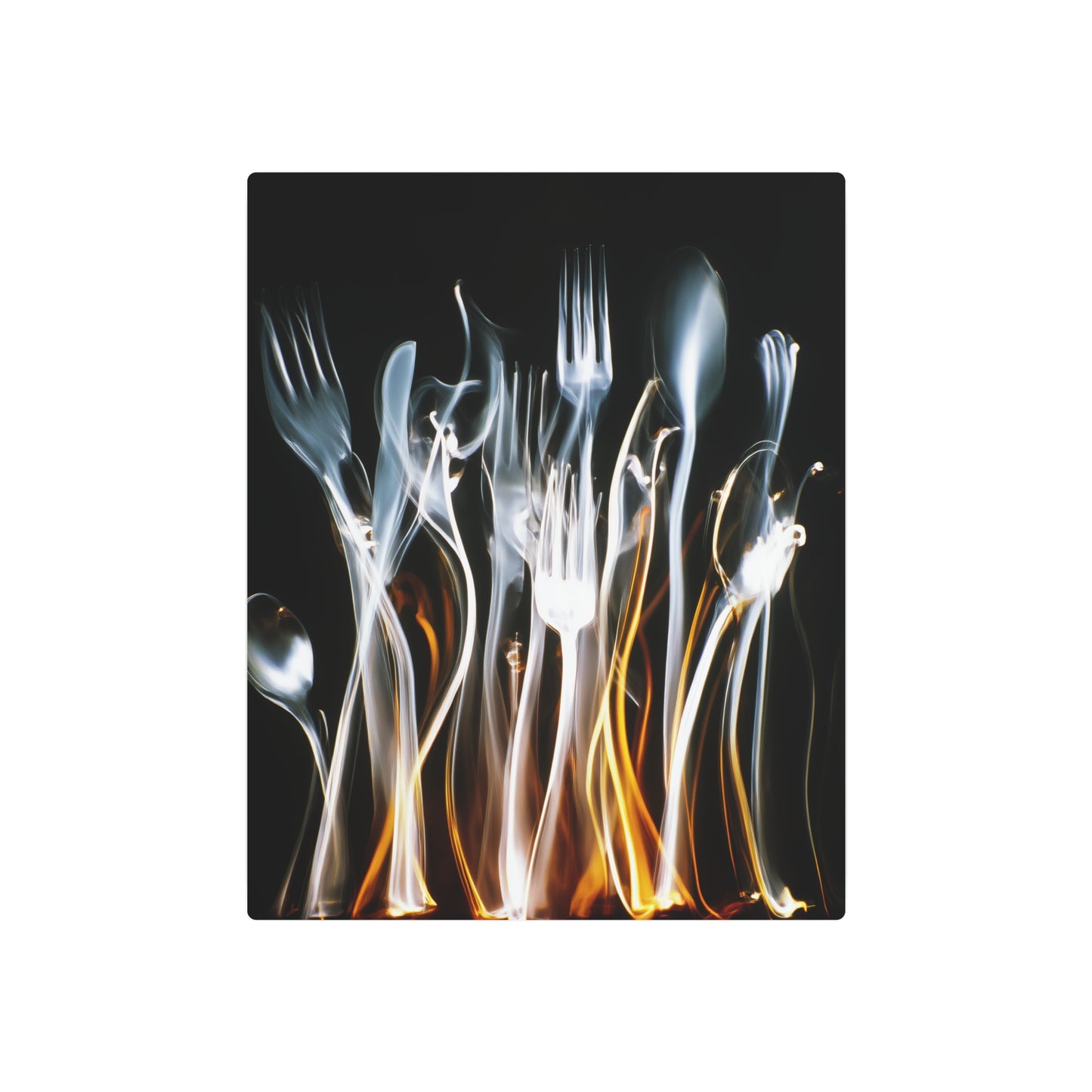 De Kooning-Inspired Abstract Wall Art – Metallic Print Cutlery Theme - Metal Wall Art Print
