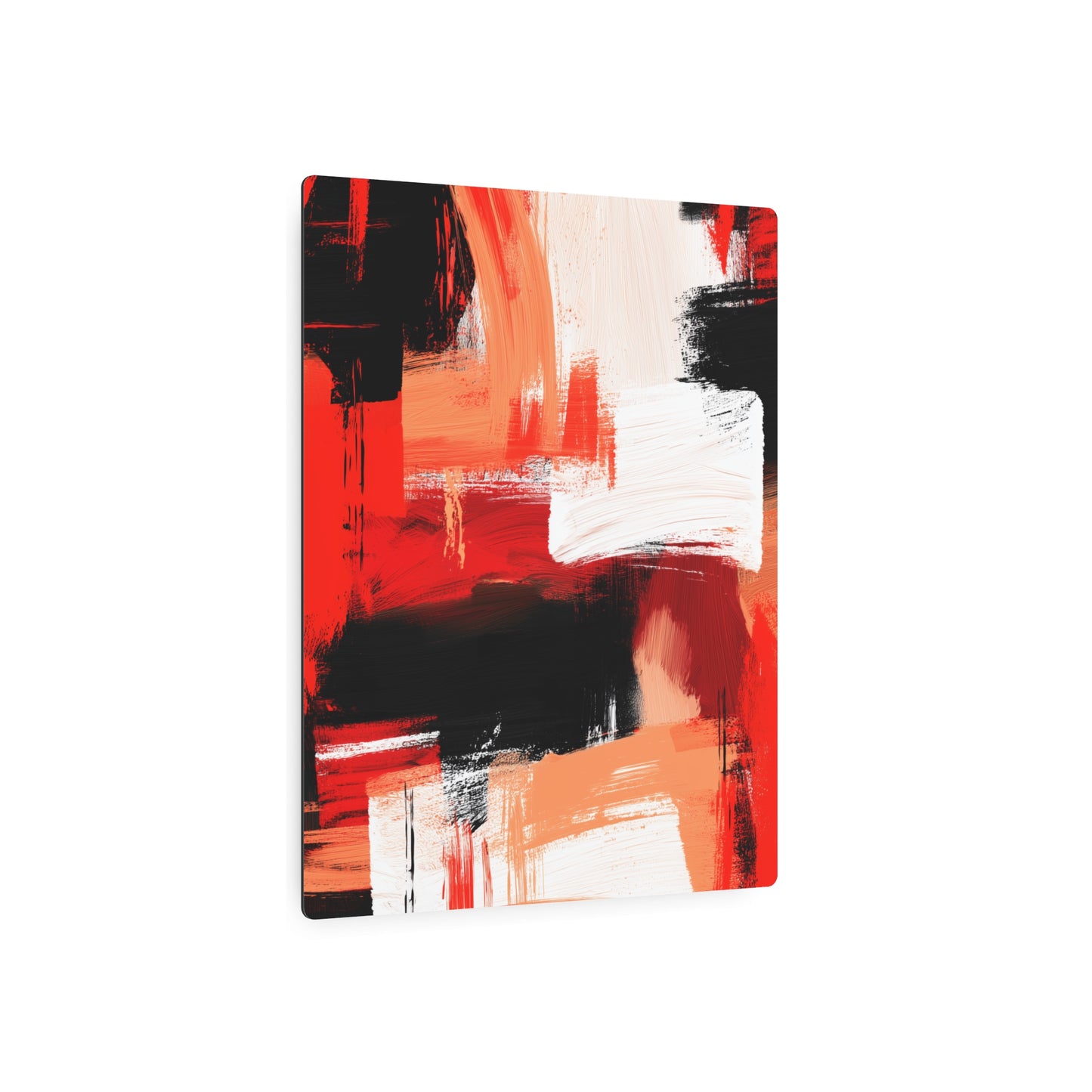Abstract Bold Red & Black Digital Painting Metal Wall Art