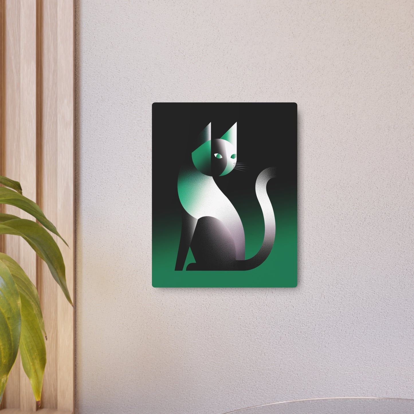 Picasso-Inspired Gradient Metal Wall Art: Charming Geometric Cat Design
