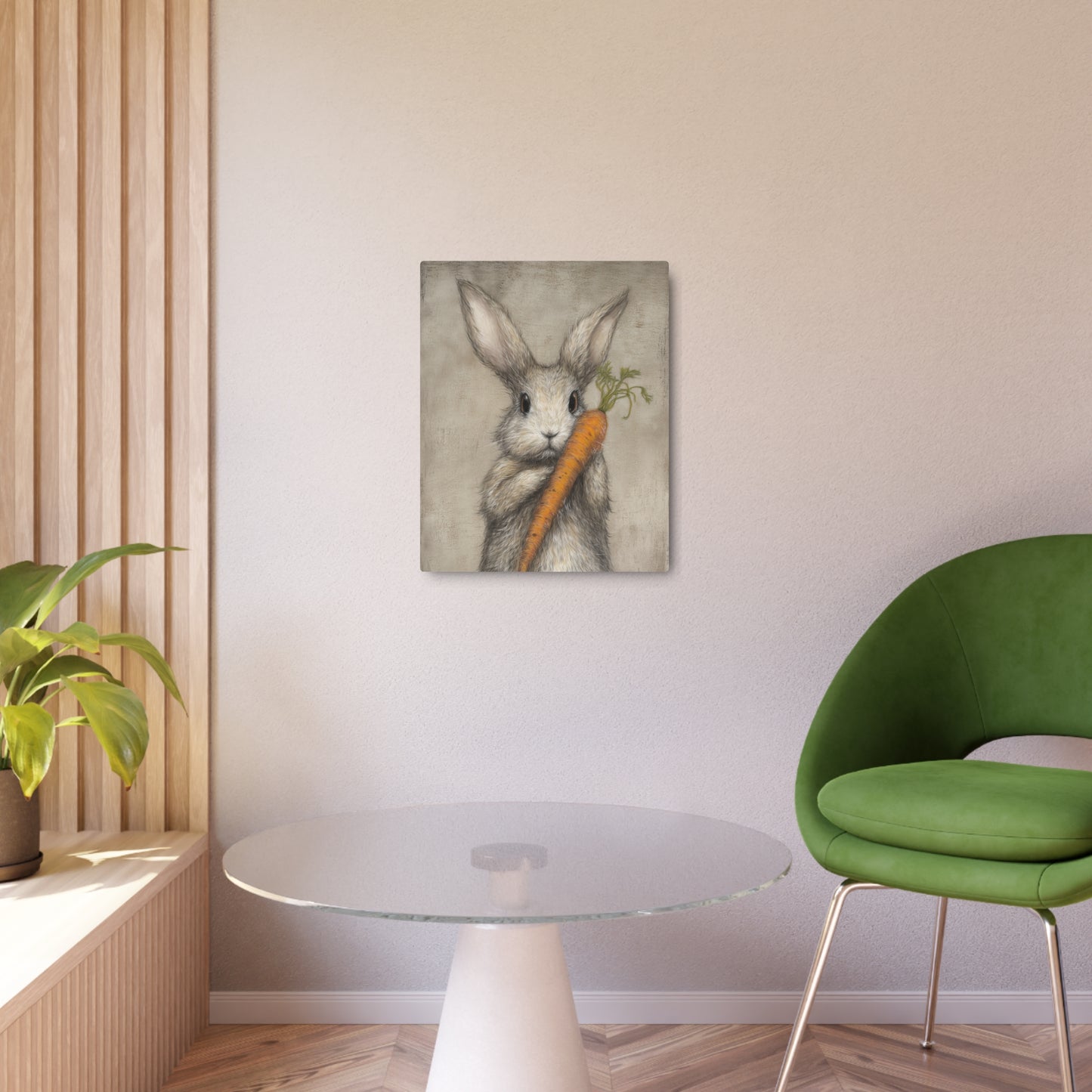 Adorable Rustic Bunny & Carrot Metal Wall Art - Neutral Tone Decor