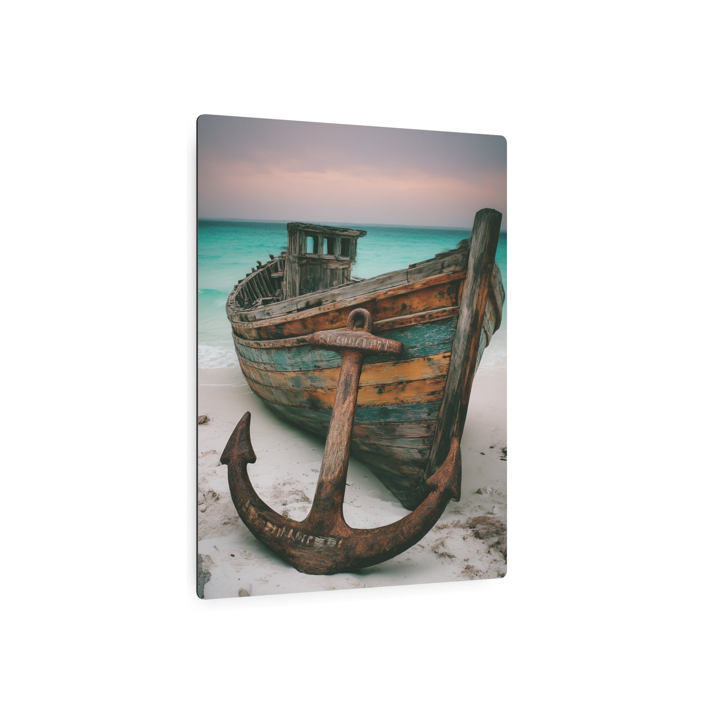 Rustic Anchor Boat Photography Metal Wall Art - Seaside Beach Home Decor